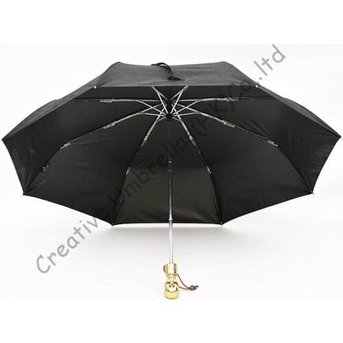 Skull handle,creative umbrella,2 times black coating,100%sunscreen,UPF>50+,parasol,three fold auto open&auto close ,windproof