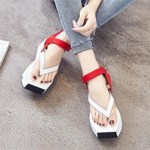 Woman Casual Beach Sandals Female Slip On Shoes Flat Wedges Ankle Buckle Boots Mujer Flip Flops