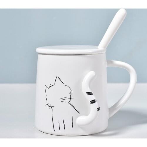 Cute Cartoon 3D Cat Model Ceramic Coffee Mug Coffee Cup Breakfast Milk Water Cup Couple Creative Novelty Gifts