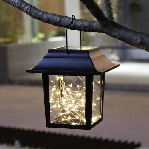 Solar Powered LED Hanging Starry Lantern Outdoor Garden Pathway Light Decor Lamp