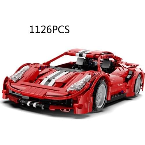 Technical build block horse logo 1:12 Scale italian Ferra 488 2.4Ghz radio remote control vehicle brick toy RC super sport car