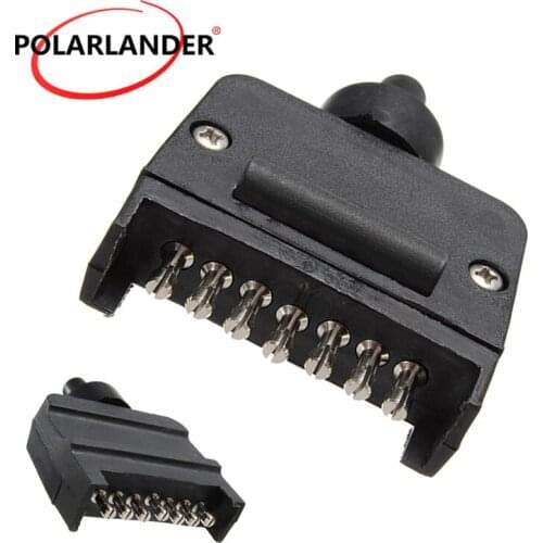 TIROL Black 7-Pin Flat Trailer Plug Trailer Light Connector Male Trailer Adapter Replacement Trailer Socket