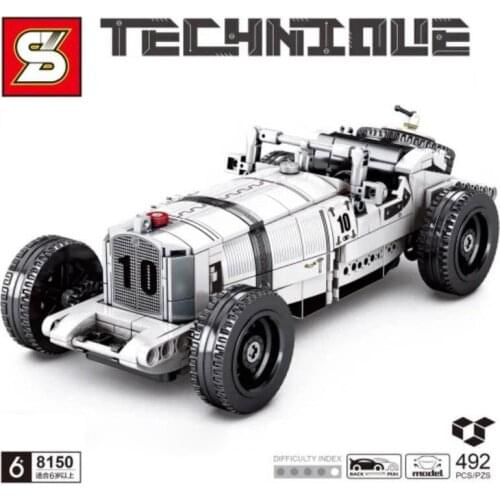 High tech Pull Back Classic Cars Building Blocks Bricks Mercedez-Bens 27/170/225PS TYP SSK Sport Zweisitzered Kids Toys 8150