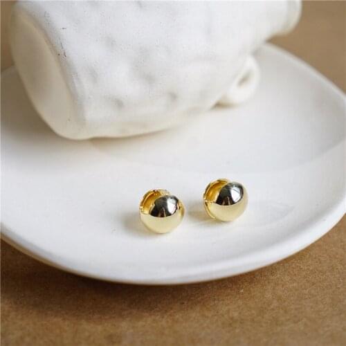 WTLTC Simple Metal Ball Shaped Hoop Earrings for Women Statement Round Hoops Earrings Personality Geometric Earrings Jewelry