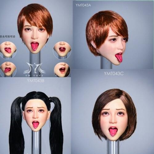 YMTOYS YMT043 1/6 Scale Female Figure Acessory Tongue Expression Female Head Sculpt Carved Model for 12 inches Body