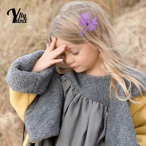 Yundfly 5.6*7 CM Grosgrain Ribbon Bowknot Bangs Hairpins Cute Dovetail Bows Baby Hair Clips DIY Children Headwear Photo Props
