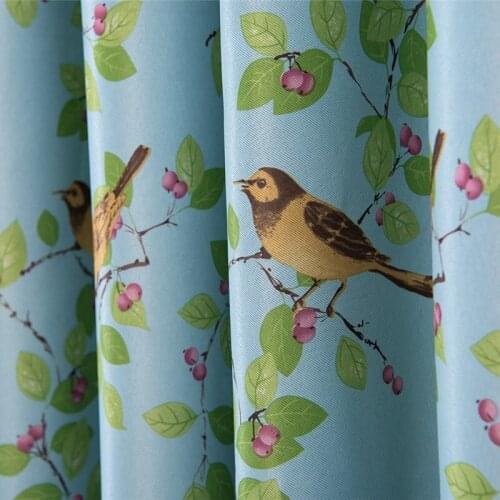 Small Bird Sparrow Shading Black Silk Shading Curtains for Living Room Bedroom Curtains Rural Style Tulle Home Decoration Custom