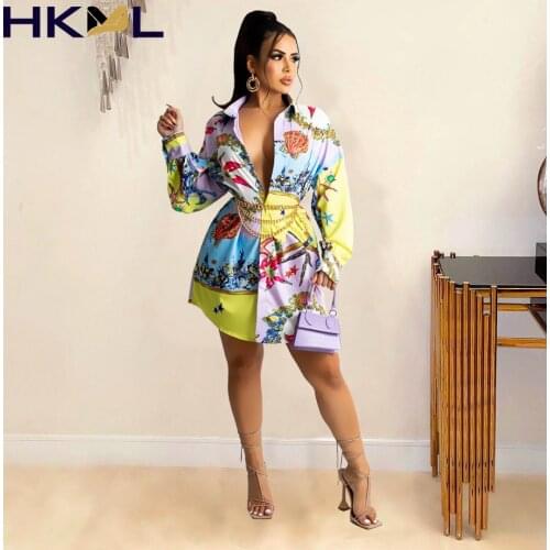 Women Shirts Print Full Sleeve Turn-down Collar Single Breasted Straight Loose Shirts Office Lady Fashion Outfit Summer