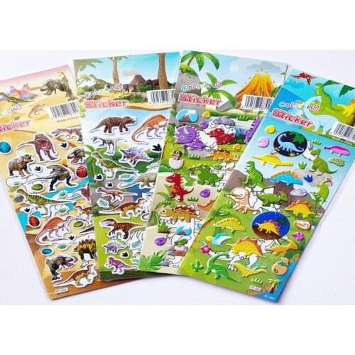 10pcs Dinosaur Stickers Creative Scene Kindergarten Reward Color Bubble Stickers 3D Puzzle Stereo Small Paste