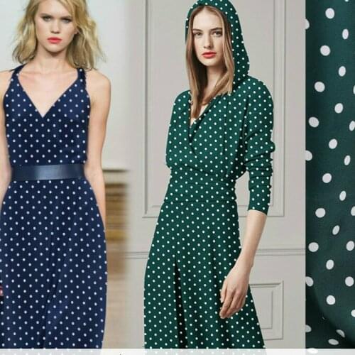 114cm wide wave dot printed silk fabric meter digital inkjet crepe de chine silk fabric shirt dress fabric wholesale silk cloth
