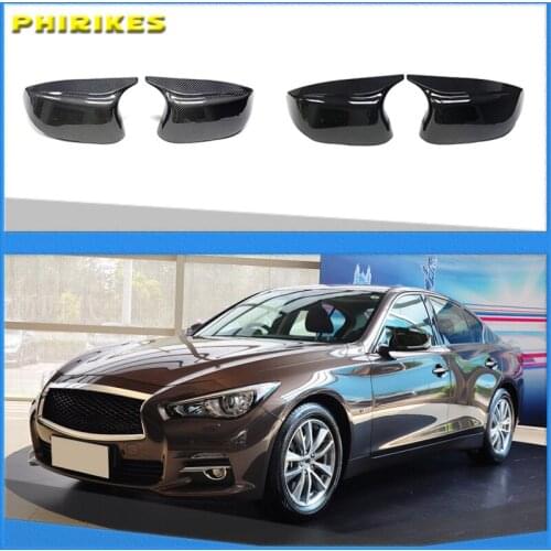 Car Side 2pcs Glossy Painted Bright Black for Infiniti Q50 Q60 Q70 SQ50 XQ30 2014-2020 Rearview Mirror Cover Caps