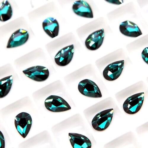 20pcs/pack Crystal Shiny 3D Nail Art Rhinestones Green Waterdrop for Nail Art Decorations Manicure Diamond Nailart DIY Charm