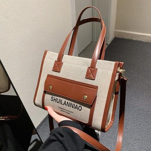 2021 Brand Large-Capacity Fashionable Canvas Commuter All-Match Western Style High-Quality Texture Women Shoulder Tote Handbag
