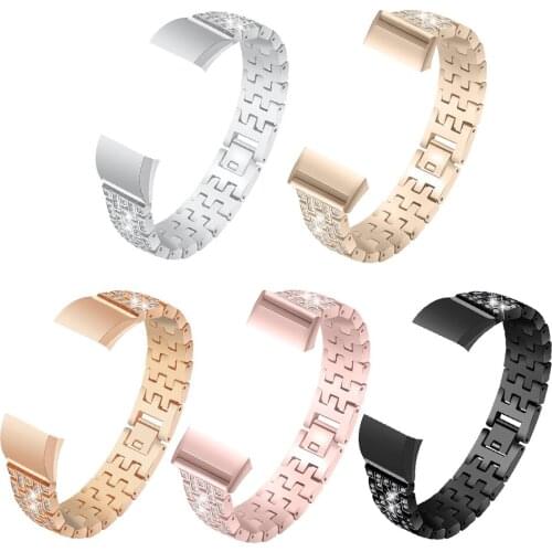 5 Colors Bling Rhinestone Strap Classics Stainless Steel Replacement Watch Band For Fitbit Charge 2 Watch Accessories