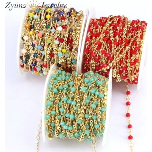5 Meters, Metal Cable Enamel Gold Chain Bulk Multicolor Link Bead Necklace Chains Diy Jewelry Chain Materials Wholesale
