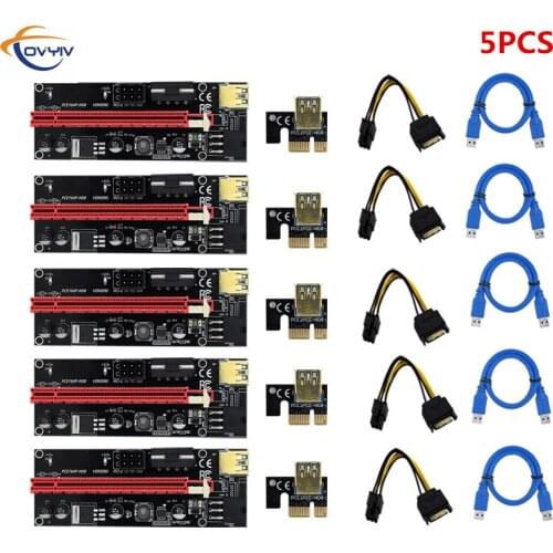 5 PCS COVYIV 009s PCI E Extender Riser Card PCI-E/PCIE USB 3.0 to 6pin Adapter Cable Mining Riser For Video Card In Stock