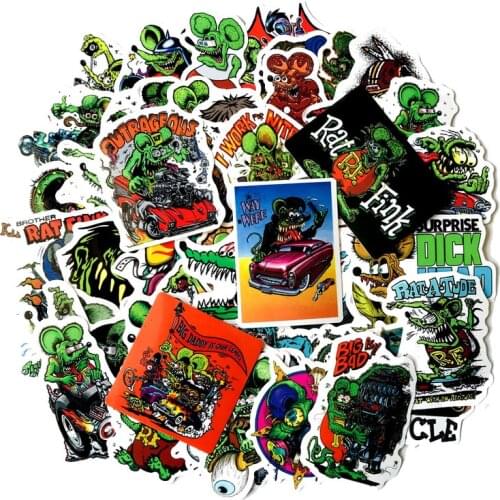 50pcs Rat Fink Stickers Ratfink PVC Car Sticker For skateboard suitcase refrigerator motorcycle Decal horror