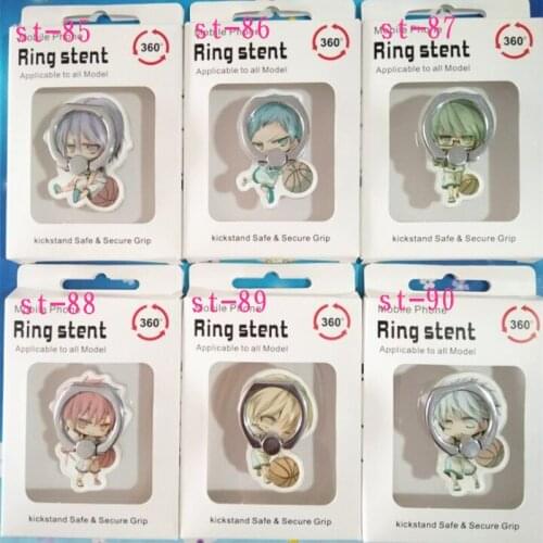 6 Pcs/lot Kuroko no Basuke Model Doll Finger Ring Phone Stand Holder Acrylic 360 Degree Ring Stent Kuroko Action Figure Toy