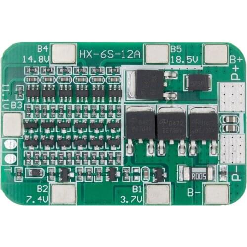 6S 15A 24V PCB BMS Protection Board For 6 Pack 18650 Li-ion Lithium Battery Cell Module 50*32mm