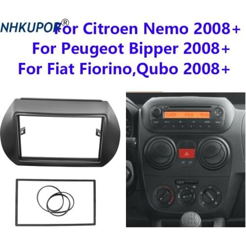 2 Din Car Radio Fascia For CITROEN Nemo PEUGEOT Bipper FIAT Fiorino/Qubo 2008+ CD DVD Audio Dash Mount Trim Frame Kit Cover