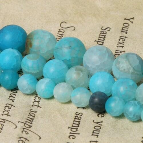 Natural Stone Beads Blue Matte Dragon Veins Agates Loose Spacer Beads For Jewelry Making Diy Bracelet Necklace 6/8/10mm 15inch