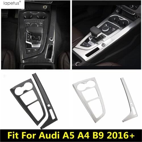 LAPETUS Center Control Stalls Gear Shift Box Cover Kit Trim Fit For Audi A5 A4 B9 2016 - 2020 Accessories Carbon Fiber Look