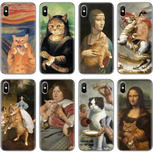 For Xiaomi poco X3 nfc F2 Pro M3 Mi 5X 6X Max Mix 1 2 2S 3 Mi5 Mi6 Mi3 Mi4 Mona-Lisa-C-Pat-Cat-Leonardo-da-Vinci Phone Covers