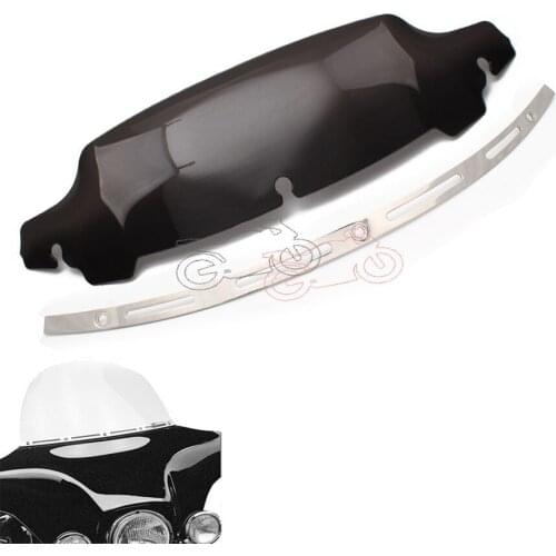 For Harley Touring Electra Street Tri Glide 2014-17 4.5" Dark Smoke Motorcycle Windscreen+Edge Cut Aluminum Windshield Trim Case