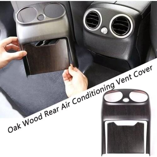 Oak Wood Car Rear Air Conditioning Vent Cover Armrest Box Kick Guard for Mercedes Benz C Class W205 2015-2018