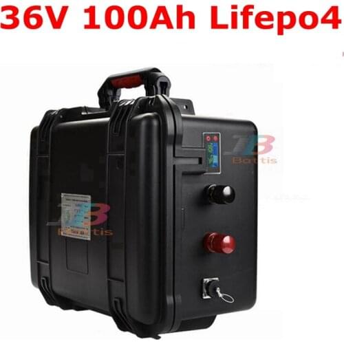 36V 100AH lifepo4 lithium chargeable battery for 1500w 2000w electric tricycle bicycle UPS bike scooter boat +10A Charger