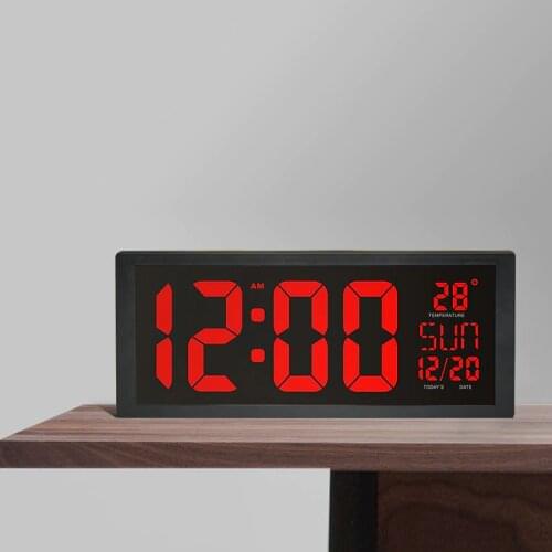 Electronic LED Wall Clock Large Screen Clocks With Calendar Thermometer Week Electronic Digital Wall Desk Clock for Home Decor