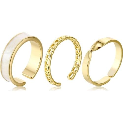 EN 2021 New Hollow Opening Rings Set For Women Punk Metal Geometric Round Finger Ring Fashion Jewelry Female Wedding Bands Party