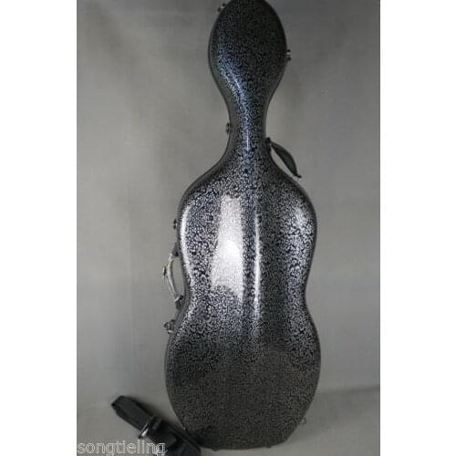 Floriferous carbon fiber composite cello case 4/4, with two back wheels