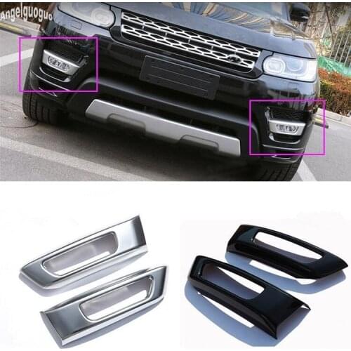 ABS Chrome/piano black For Land Rover Range Rover Sport 2014-17 Car Front Fog Light Lamp Frame Decoration Sticker Trim Cover