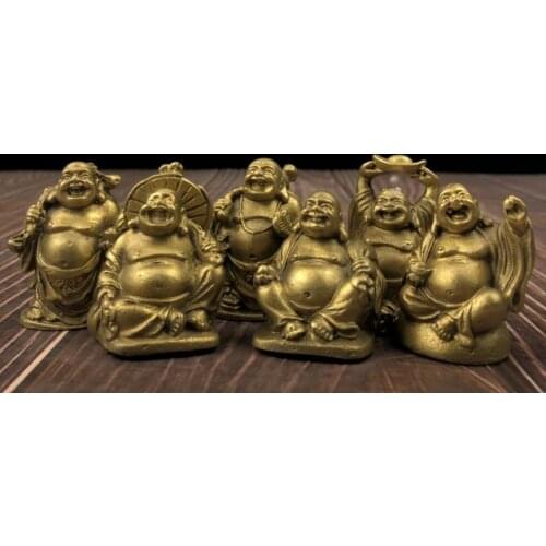 China brass maitreya Buddha small crafts statue A set