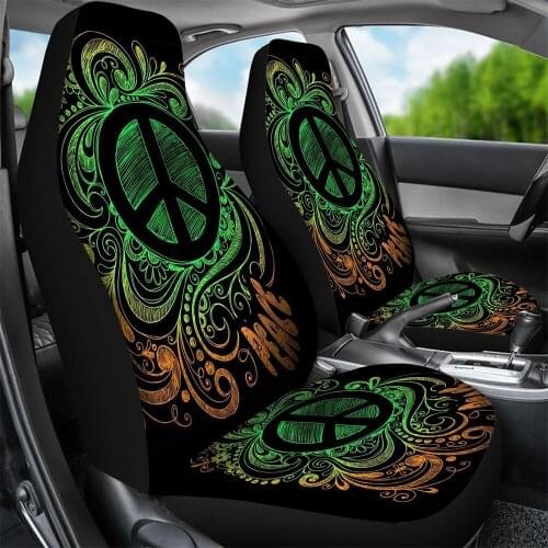 2pcs Car Seat Covers Set Peace Mandala Print Universal Size Stretch Cloth Seat Protecter for Most Car Girls New