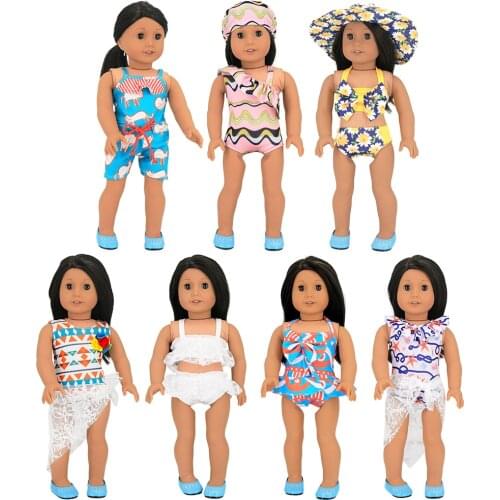 18 inch Doll Clothes for 43 cm New Born Baby Girl Dolls Swimwear, 18 inch Doll Accessories Beach Clothes Bikini Set Kids' Gift