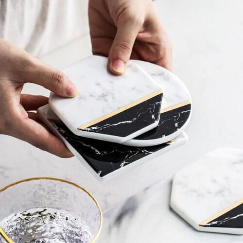 Marble Coaster Coffee Cup Mat Simple Insulation Pad Art Jewelry Display Tray Nordic Coasters Tableware Tea Drink Cup Pad