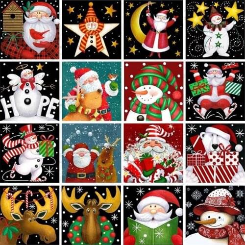 Cartoon Diamond Painting Christmas Santa Claus Full Drill Diamond Embroidery Snowman Kids Room Decor Mosaic Wall Art Gift Decal