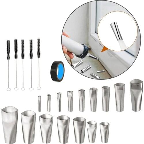 22Pcs Stainless Steel Caulking Finisher Caulk Nozzle Applicator Finishing Tool for Kitchen Bathroom Window Sink Joint Supplies