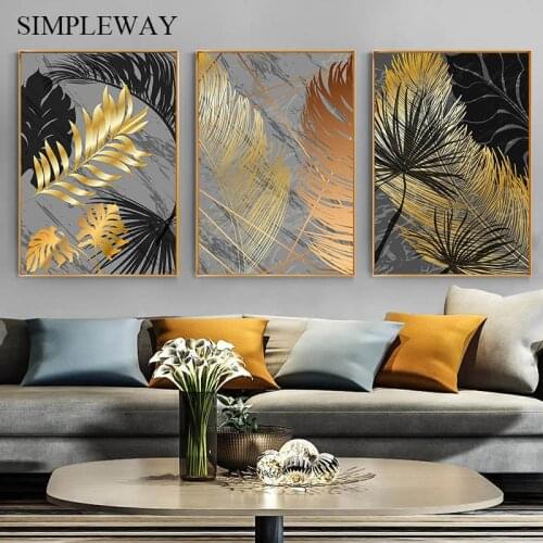 Marble Tropical Plant Leaf Canvas Art Poster Modern Abstract Print Wall Painting Nordic Decoration Picture Living Room Decor