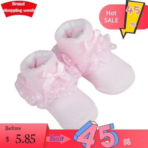 TELOTUNY newborn baby girl socks 0-6 monthsToddlers Combed Cotton solid pink Ankle Socks Baby Girls Bowknots Socks lace L30803