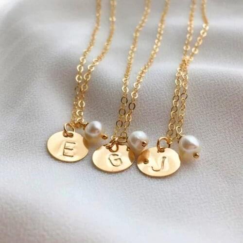 925 Sterling Silver Coin Necklace Handmade Letters Choker 10mm Disk Pendant Pearl Kolye Collares Jewelry Boho Necklace For Women