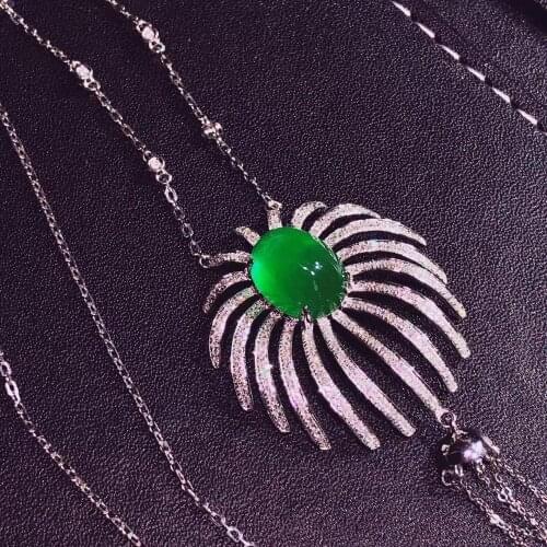 H714 Emerald Necklace Fine Jewelry Pure 18K Gold Jewelry AU750 Natural Green Emerald 6.5ct Gemstones Pendants Fine Necklace