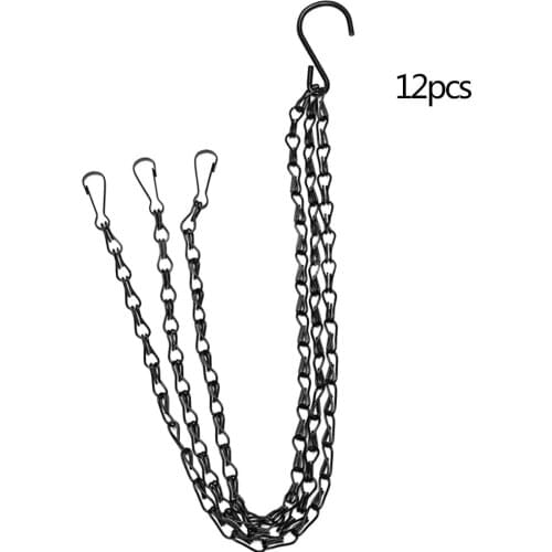 Durable Hanging Flower Plant Pot Chain Basket Planter Holder Home Garden Balcony Black