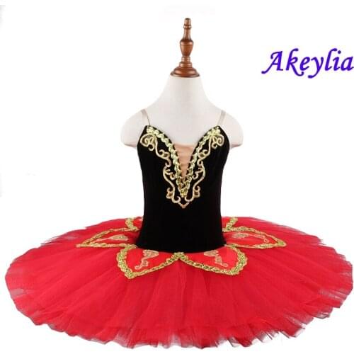 Professional Ballet Tutu Pancake Tutu Spanish Black red Ballet Tutu for Girls Ballet Stage Costumes for baby tutu with leotard