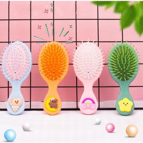Cute Folding Airbag Comb Cartoon Bear Portable Plastic Air Cushion Head Massage Comb With Makeup Mirror Girl Hair Accessories