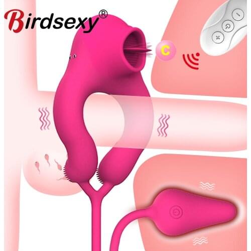 Clit Stimulator Cock Sleeve Ring Vibrator For Men Chastity Wireless Remote Control Dildo Vibrator PenisRings Sex Toys for Men