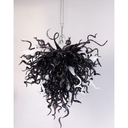 110/220v AC Led Unique Glass Design Stylish Villa Lamp Black Crystal Chandeliers