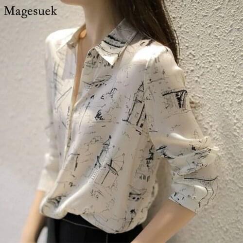 Autumn Plus Size Long Sleeve Chiffon Blouse Women 2021 Loose Print Women Shirts Blouses Cardigan White Shirt Women Blusas 10315